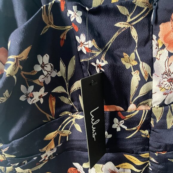 NWT Lulus My Favorite Day Navy Blue Floral Print Midi Dress - Picture 6 of 9